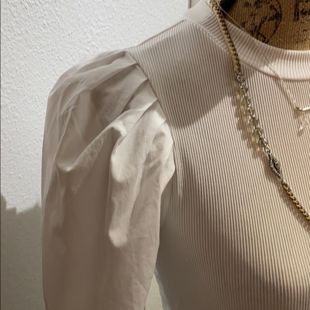 New Look poplin sleeve detail top in white - Picture 5 of 6